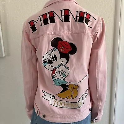 Buy Disney Small Cakeworthy Pink Embroidered Minnie Mouse Sailor Denim Jacket Travel • 55.98£