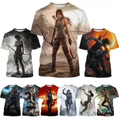 Buy Game Tomb Raider Hip Hop Casual Women Men T-Shirt 3D Print Short Sleeve Tee Top • 10.79£