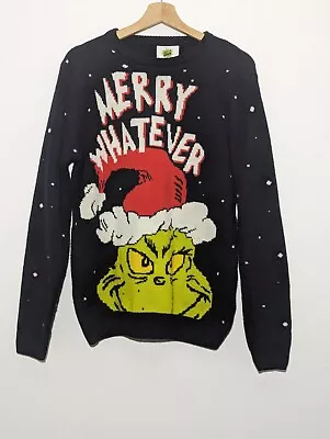 Buy The Grinch Christmas Jumper  Merry Whatever  Size L Primark Navy • 13£