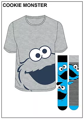 Buy Mens Cookie Monster T-shirt & 2pk Socks Set Fathers Day Christmas Gift Cool  • 19.99£