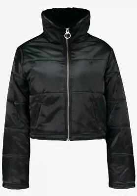 Buy Converse X Miley Cyrus Satin Puffer Jacket Cropped Black Size Medium Bnwt  • 50£