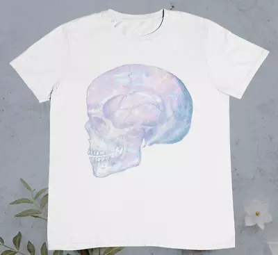 Buy Hologram Skull T Shirt - Holographic - Skeleton - %100 Premium Cotton • 12.95£
