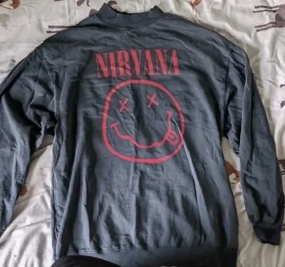 Buy Nirvana Jumper Women’s Smiley Rock Band Merch Size S Sweatshirt Kurt Cobain • 16.50£