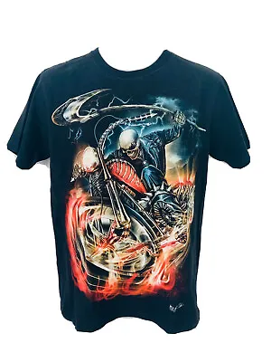 Buy WILD T Shirt 90’s T-shirt Ghost Rider M Medium Top Black Biker Rocker Vintage • 13.99£