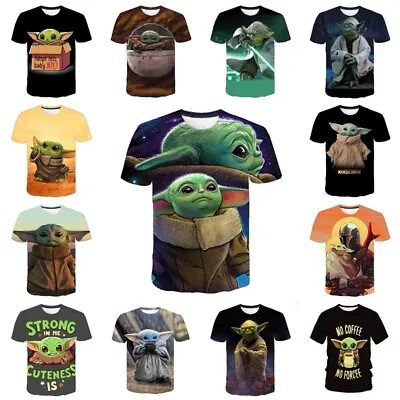 Buy Mens Womens Baby Yoda 3D T-shirt Casual Short Sleeve Tee Tops Pullover Gift • 7.19£