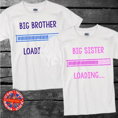 Buy Big Brother Loading Big Sister Loading T-shirt Gift Baby Shower Newborn Siblings • 8.99£