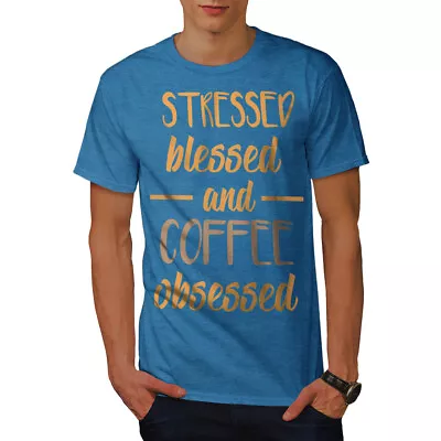 Buy Wellcoda Stress Bless Coffee Mens T-shirt, Funny Graphic Design Printed Tee • 15.99£