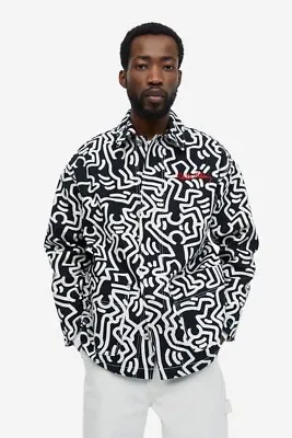 Buy Rare H&M X Keith Haring Quality Twill Shacket Shirt / Jacket Oversized Large • 37£