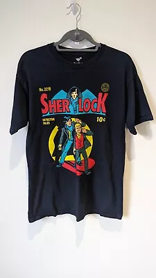 Buy Teefury Sherlock Holmes Comic Book Style Graphic T-Shirt  • 15£