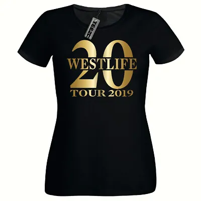 Buy Westlife 20 Tour Tshirt, Ladies Fitted T-shirt,Gold Slogan Westlife Tee Shirt • 8.99£