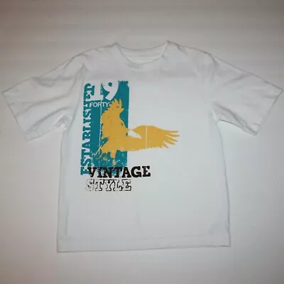Buy Vibrations Boy's White Vintage Style Graphic T Shirt Top Size 6 • 3.93£