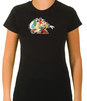 Buy Asterix & Obelix Funny Characters  3/4 Short Sleeve T Shirt Woman F077 • 9.51£