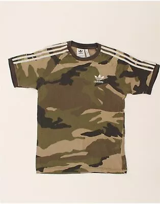 Buy ADIDAS Mens Graphic T-Shirt Top XS Khaki Camouflage Cotton BE12 • 14.07£