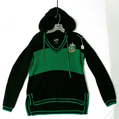 Buy Official Harry Potter Unisex Slytherin Hoodie Knit Sweater Black Green Sz SM • 13.43£