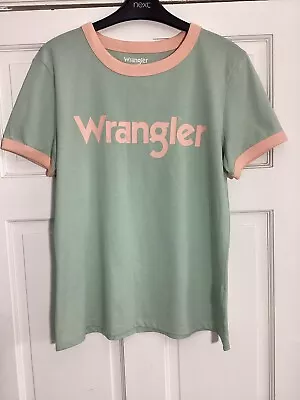 Buy Wrangler Ringer T Shirt Tee With Logo In Pastel Green Size Medium • 4£