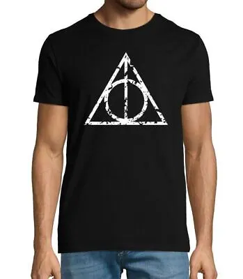 Buy Harry Potter Inspired Deathly Hallows Distressed Print Men's T Shirt • 19.99£