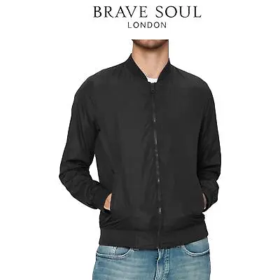Buy Brave Soul Sanjay Mens Bomber Jacket Long Sleeve Zip Up Lightweight Outdoor Coat • 15.99£