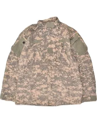 Buy VINTAGE Mens Long Military Jacket UK 40 Large Beige Camouflage Rayon AH55 • 21.54£