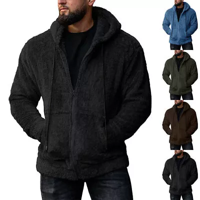 Buy Men's Fleece Teddy Bear Hooded Winter Hoodies Warm Coat Faux Fur Zip Up Outwear↑ • 18.19£