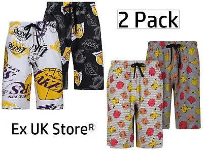 Buy Mens 2 Pack Pyjama Shorts Basketball Character Lounge Sleep Pj Short M-xxl New • 12.99£