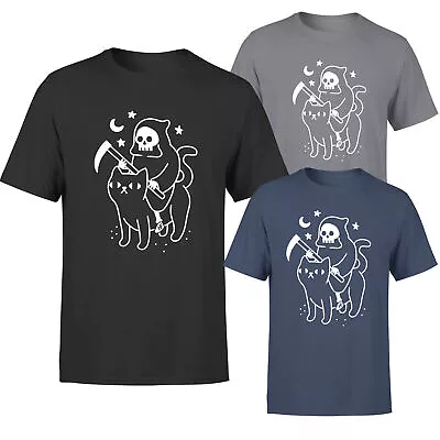 Buy Death Rides A Black Cat Mens Womens T Shirt Ghost Skull Classic Unisex Tee • 9.99£