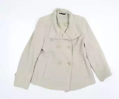 Buy BHS Womens Beige Pea Coat Jacket Size 10 • 7.50£