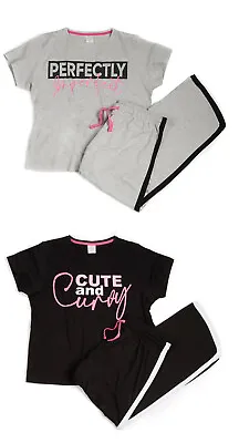 Buy Ladies Curve Collection Plus Size Varsity Style Pyjama / Lounge Set • 13.99£