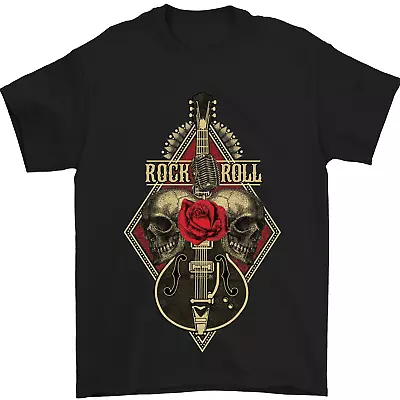 Buy Rock N Roll Guitar Skull Guitarist Electric Mens T-Shirt 100% Cotton • 10.49£
