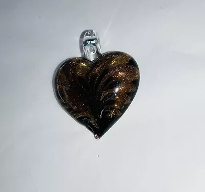 Buy Black & Gold GLASS HEART Charm PENDANT Jewellery Making Necklace J • 0.99£