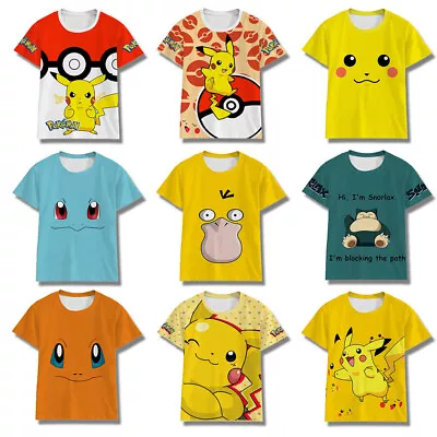 Buy Cartoon Pikachu Bulbasaur 3D Print Kids T-shirt Short Sleeve Tee Shirt Top • 6.99£