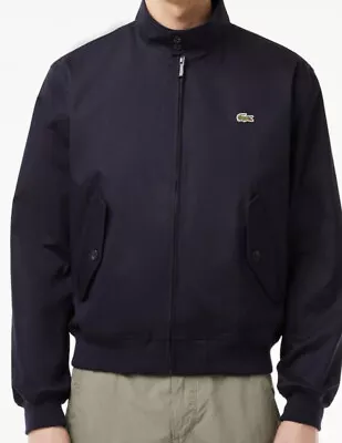 Buy Lacoste Mens Black Showerproof Twill Harrington Jacket Size 54 Uk M RRP £220.00 • 149.99£