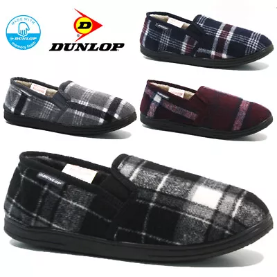 Buy Mens Dunlop Memory Foam Slippers Loafers Fur Lined Twin Gusset Winter Shoes Size • 12.95£