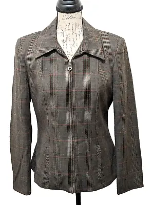 Buy Alani Donnybrook Jacket 10 100% Wool Russia Brown Glen Plaid Zip • 18.34£