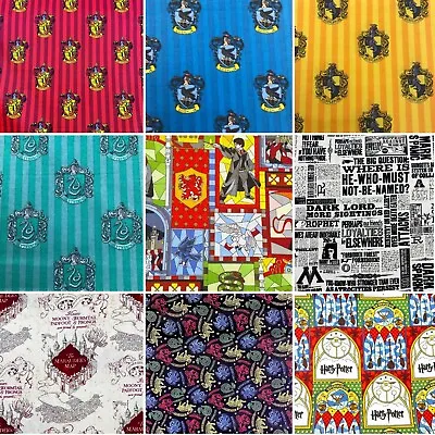 Buy Harry Potter Hogwarts House Printed Fabric 100% Cotton Material 110cm • 10.94£
