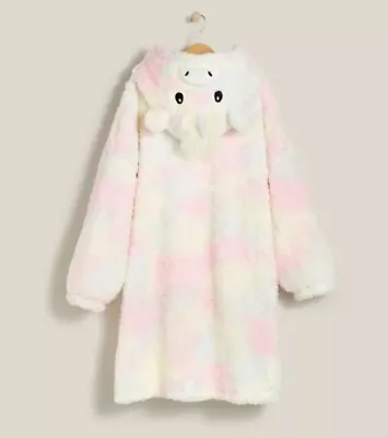 Buy Kids Unicorn Pink Oversized Teddy Bear Hoodie Pyjama Aged 5-6yrs • 6.50£
