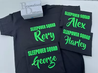 Buy Personalised Sleepover Party Boy's T-shirt Pyjamas Pjys Sleepover Set • 9£
