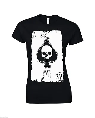Buy ACE OF SPADES Ladies Cap Sleeve Top Skull Card Cool Gift Poker Biker T-shirt Tee • 9.99£