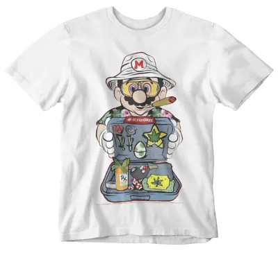 Buy Mario T-Shirt  Smoke Gamer Retro Player One Plumber Stoner Weed Festival Rave   • 6.99£