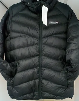 Buy Lonsdale MEN XL Down Jacket Black Hooded Light Duck Down Insulated Coat BNWT • 39.99£
