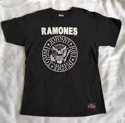 Buy RAMONES T-Shirt Black W/white Graphics Front & Back HEY HO LETS GO Heavy Cotton • 12.95£