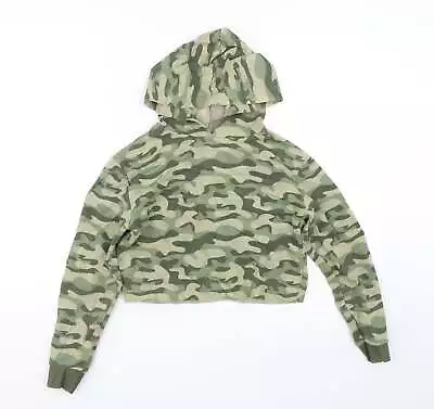 Buy Matalan Girls Green Camouflage Cotton Pullover Hoodie Size 10 Years - Cropped • 3£