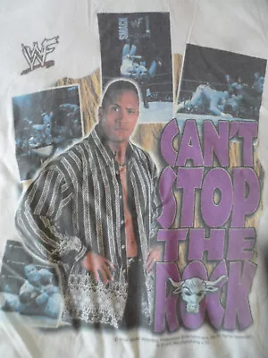 Buy WWF Entertainment Inc Age 12-13 Years White 2000 Can't Stop The Rock T-Shirt Top • 7.99£