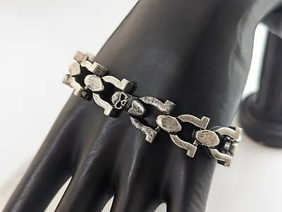 Buy Beautiful Jewellery Pewter Bracelet Link Men's Bracelet With A Skull Clasp • 55£