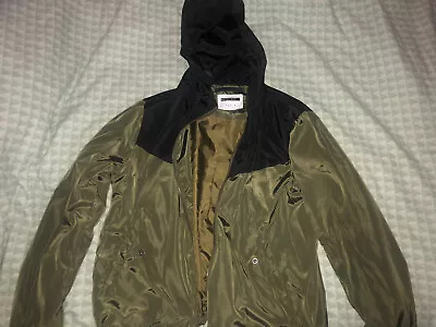 Buy Noisy May Khaki Black  Zip Hood Windbreaker Jacket Size S/8 • 5.99£