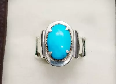 Buy Turquoise Mens Ring Feroza Jewelry Sterling Silver 925 Natural Gemstone SIze 11 • 144.63£