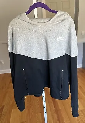 Buy Nike Sportswear Women’s Black And Gray Crop Tech Fleece Pullover Hoodie Size XL • 37.89£