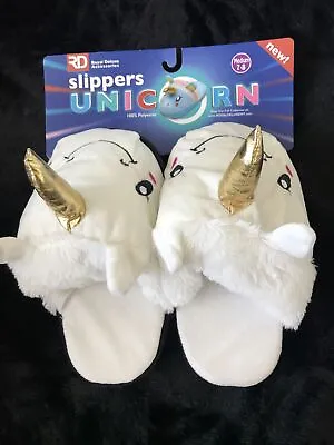 Buy 🦄 Unicorn Adult Cozy Slippers White Medium 7-8 By Royal Deluxe 100% Polyester • 12.14£