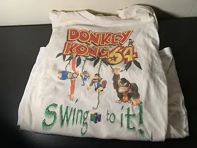 Buy Vintage Donkey Kong 64 DK64 T-shirt Promo Diddy Lanky N64 • 84.77£