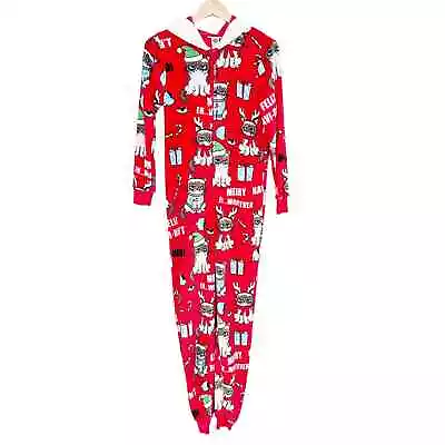 Buy Grumpy Cat Christmas One Piece Fleece Pajamas Sz S • 26.99£