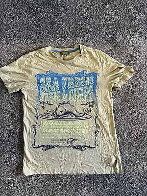 Buy Retro Ted Baker Graphic T Shirt Size Age 11-12 Green Fish And Chips Graphic Tee  • 1£